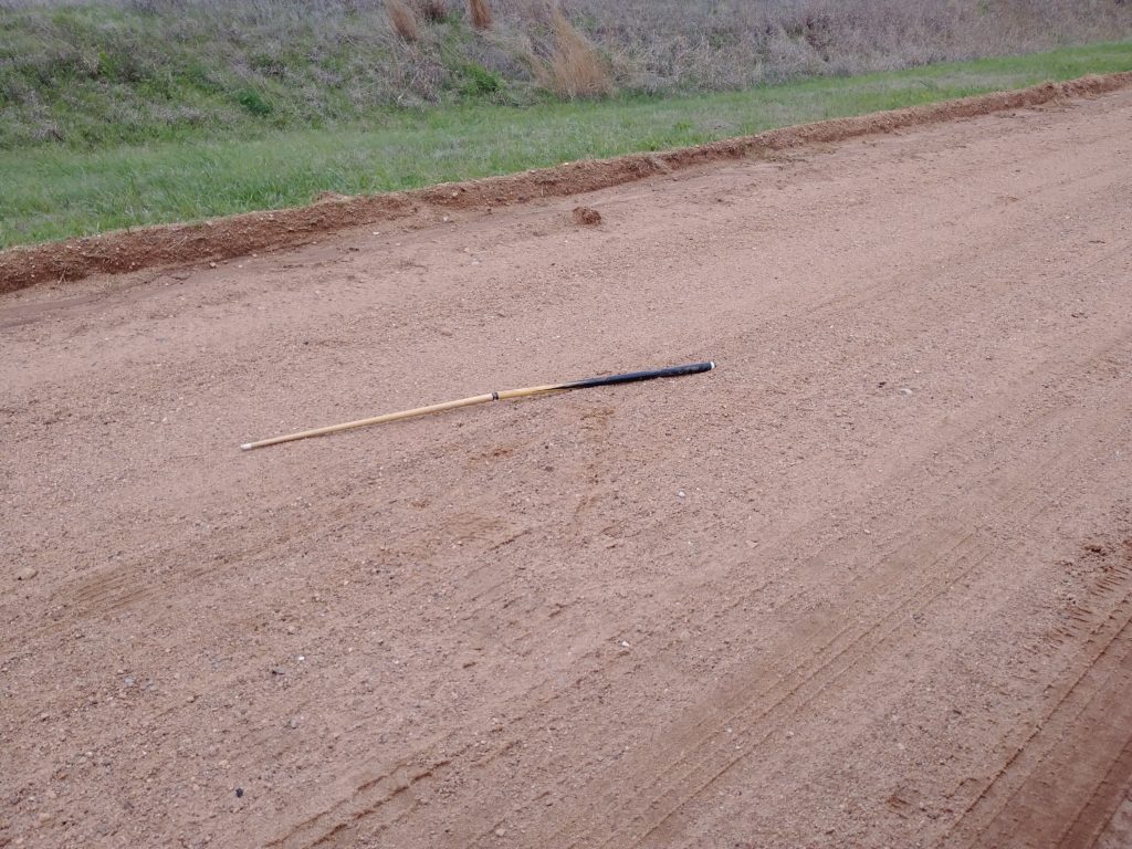 Someone left a pool stick in the road