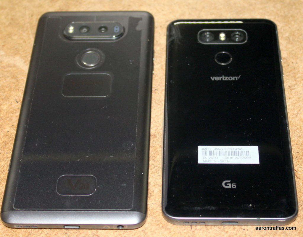 LG V20 and LG G6 back side-by-side comparison
