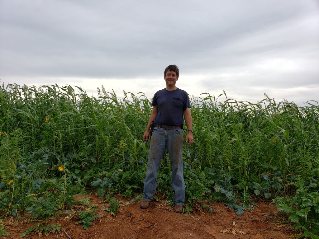 Nolan's picture of Aaron by cover crop